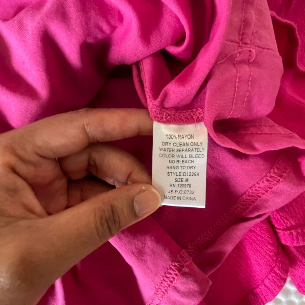 The Impeccable Pig Pink Tiered Dress M Medium Tie Front Smocked Backless Sun - Picture 7 of 10